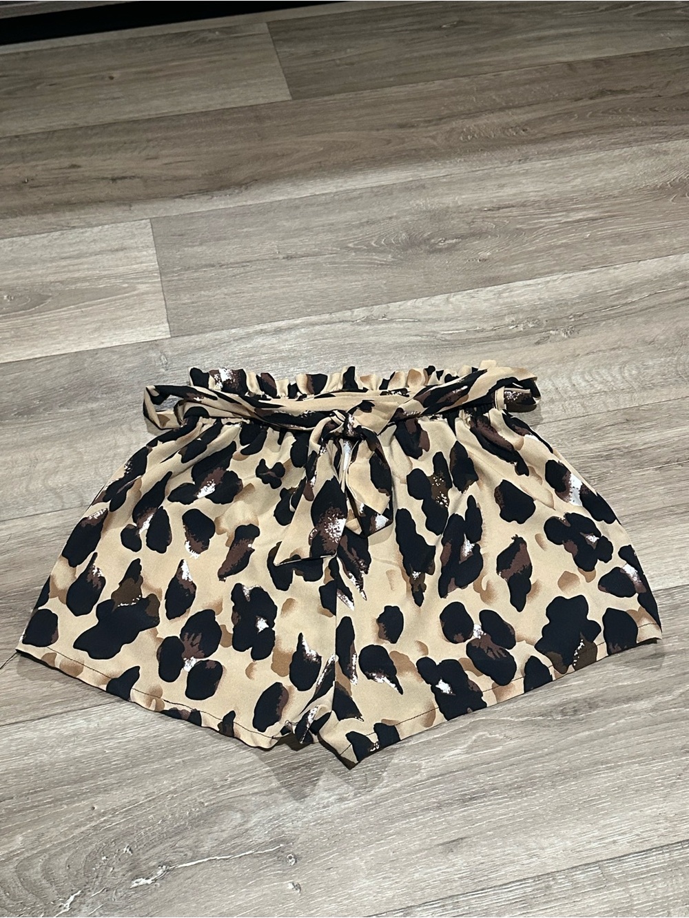 SHEIN paperbag leopard print shorts